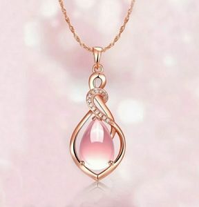 Rose Gold Pink Crystal Pendant Necklace